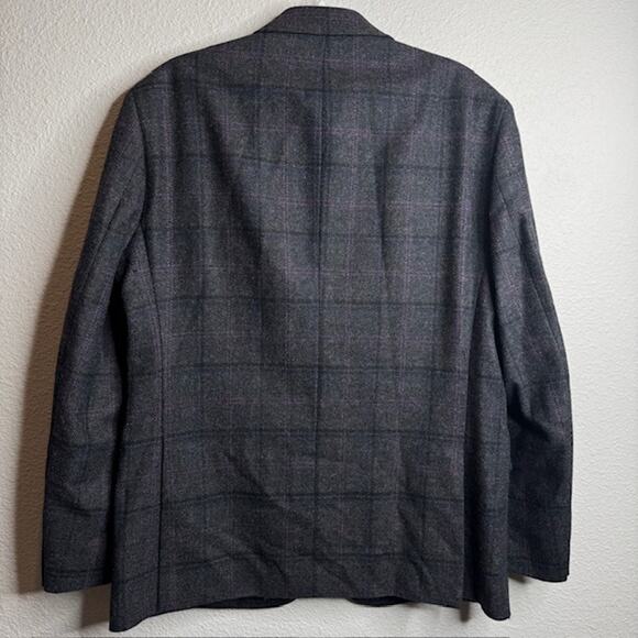 Jos. A. Bank Mens Sz 42R Gray Windowpane Jacket Tailored Fit Wool Blazer - Picture 4 of 12